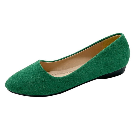 Xiaoxatg Women's Casual Shoes - Fashionable Solid Color Suede Stirrup Shoes for All-Day Comfort 7 Green