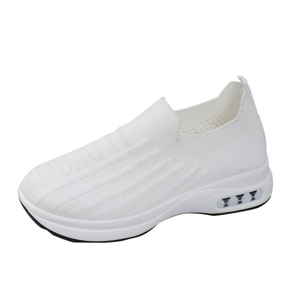Xiaoxatg Women's Casual Shoes Lightweight Flat Sneakers Solid Color Comfortable Footwear for Everyday Wear 6.5 White