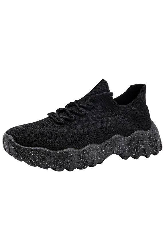 Women's Casual Shoes Non- Thick Soled Sloping Heel Fly Woven Mesh Height Increasing Footwear 9 Black