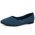 thumbnail image 1 of Xiaoxatg Women's Casual Shoes - Pointed Shallow Mouth Breathable Flat Shoes for Women Large Size Knitted Fashionable Solid Color Footwear 7 Dark Blue, 1 of 9