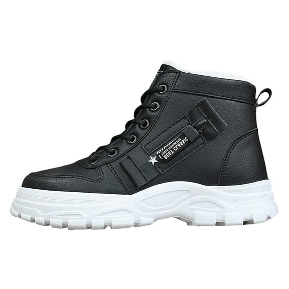 Xiaoxatg Women's Casual Shoes Versatile Winter Plus Velvet Warm High Top Boots for Everyday Comfort 6.5 Black