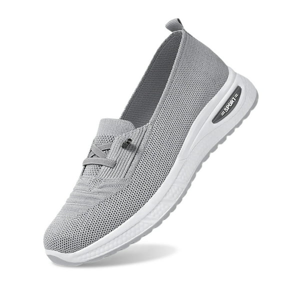 Xiaoxatg Women's Casual Shoes for Daily Wear Ballerinas Trainers Comfortable On Breathable Soft Sole Lightweight Canvas Footwear 6 Grey