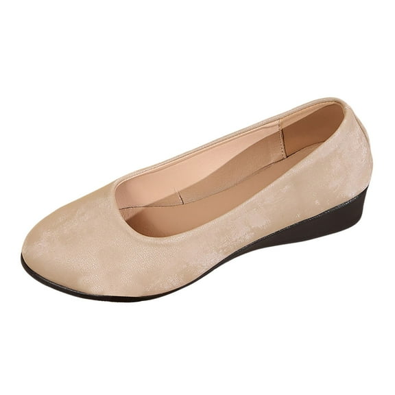 Xiaoxatg Women's Casual Shoes for Daily Wear Sleek Satin Design Closed Toe Comfortable Heels Ideal for Every Season and Fashion Style 6.5 Beige