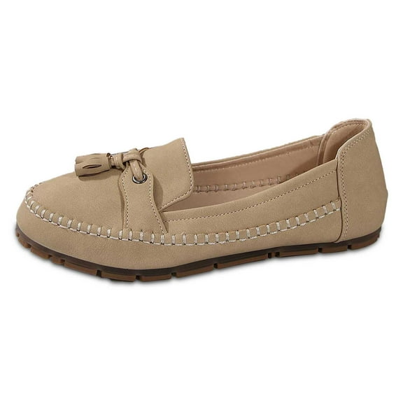 Xiaoxatg Women's Casual Shoes for Every Occasion -On Design with Tassels for All-Day Comfort Ideal for Spring and Summer Outings 5.5 Beige