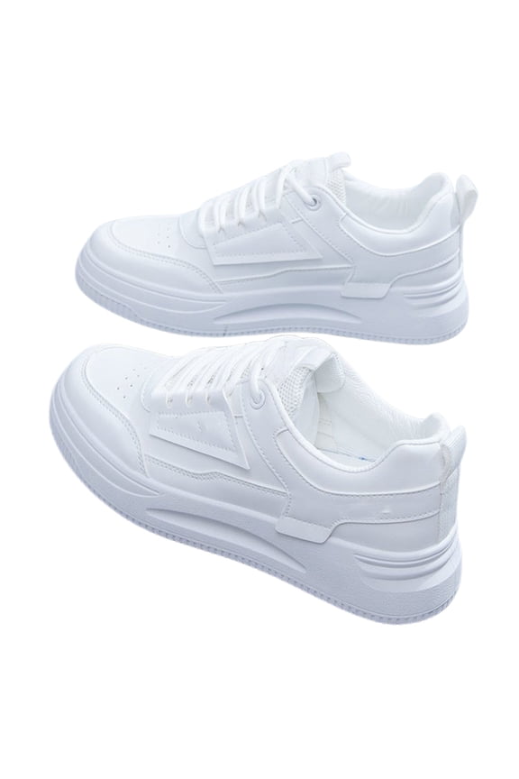 Women's Casual Sneakers Breathable Comfort for Daily Wear Lightweight Fashion Walking Shoes with Lace-Up Design 6.5 White