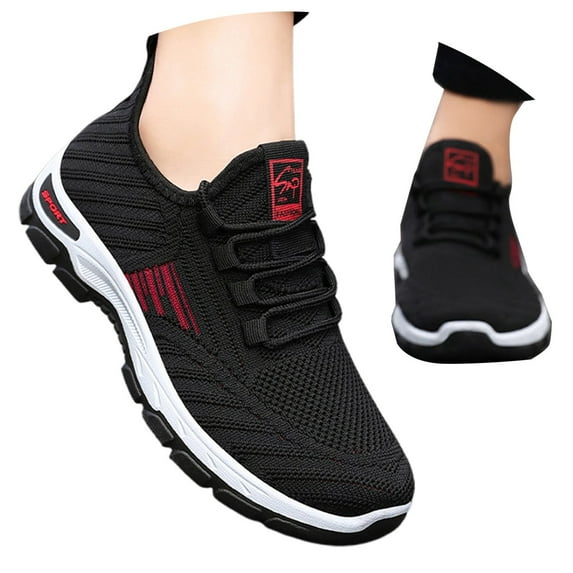 Xiaoxatg Women's Casual Sneakers Breathable On Walking Shoes Comfortable Platform Athletic Shoes for Gym Running Outdoor Everyday Use 8 Black