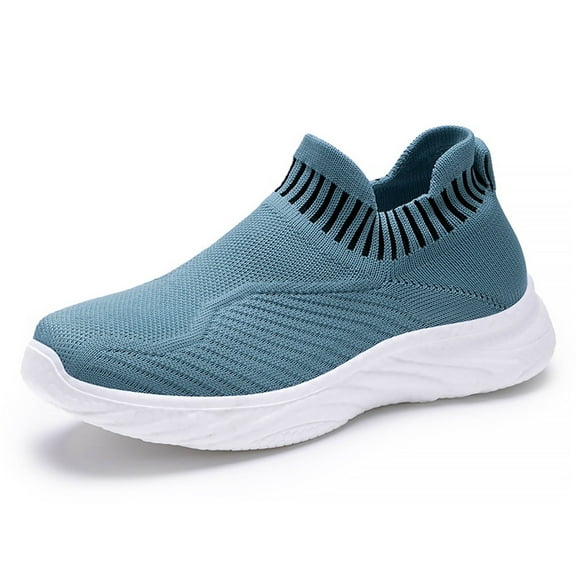 Xiaoxatg Women's Casual Walking Sneakers Breathable Mesh On Lightweight Athletic Shoes Comfortable Flat Sole Footwear for Everyday Wear and Travel Activities 6 Blue
