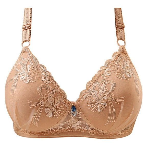 Xiaoxatg Women's Embroidered Floral Plus Size Push Up Side Nipple Adjuster Bra Cover Without Underwire Push up Bra Women