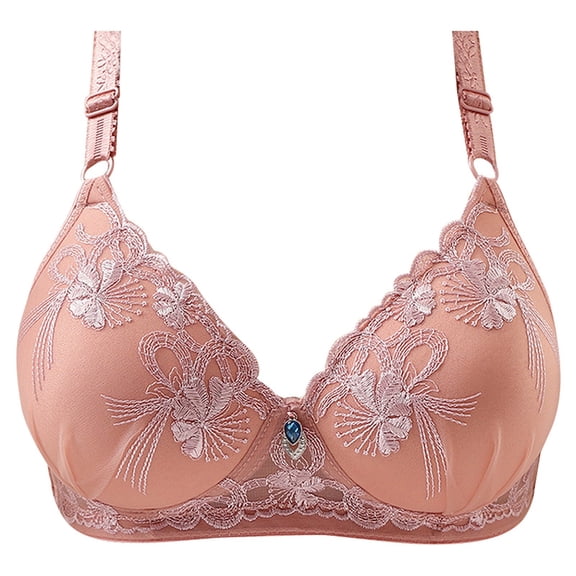Xiaoxatg Women's Embroidered Floral Plus Size Push Up Side Nipple Adjuster Bra Cover Without Underwire Bra to Make Look Smaller
