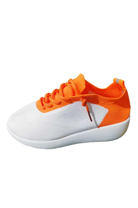 Women's Fashion Sneakers Breathable Mesh Running Shoes Comfortable Lace Up Casual Athletic Shoes for Outdoor and Everyday Use 7 Orange