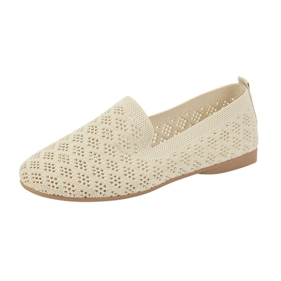 Xiaoxatg Women's Fashionable Net Design Flat On Casual Footwear Comfort 7.5 Beige