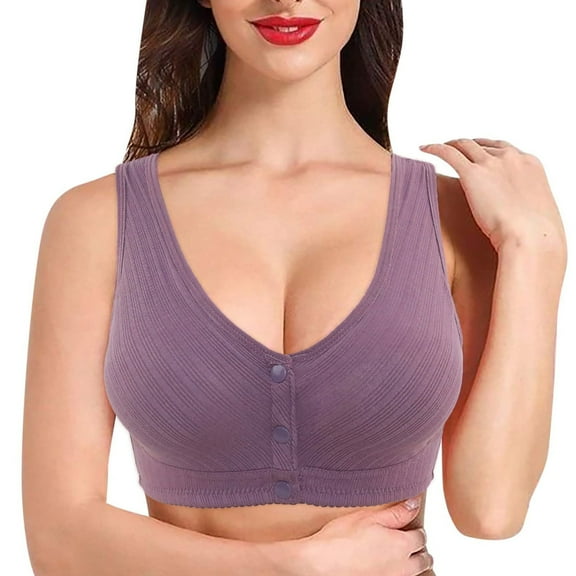 Xiaoxatg Women's Front Side Buckle Lace Edge Without Steel Ring Movement Seamless Gathering Adjustment Yoga Sleep Large Bra Sports Brawls for Women