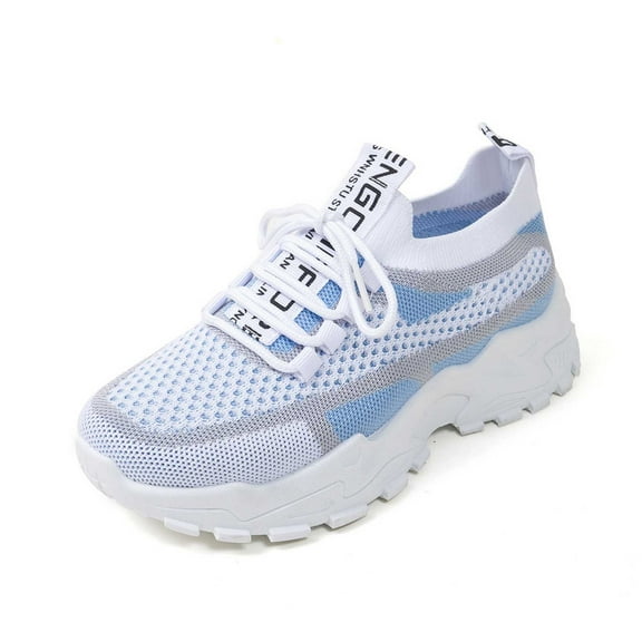 Xiaoxatg Women's Lightweight Casual Sneakers Breathable Comfortable Walking Shoes for Daily Use with Elastic Closure and Flat Heel Design 8.5 Sky Blue