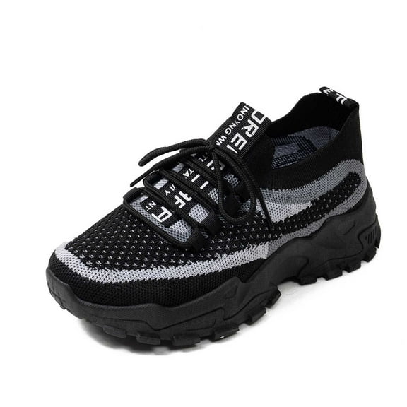 Xiaoxatg Women's Lightweight Casual Sneakers Breathable Comfortable Walking Shoes for Daily Use with Elastic Closure and Flat Heel Design 6 Black