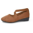 thumbnail image 1 of Xiaoxatg Women's On Suede Casual Shoes Fashion Elastic Comfort Flat Walking Footwear for Outdoor 6.5 Brown, 1 of 8