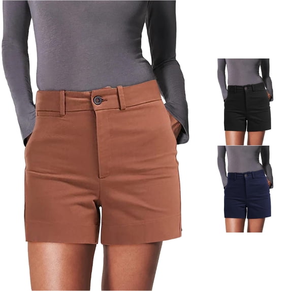 Xiaoxatg Women's Pants, Plus Size Pants Women's Stretch Twill Shorts Regular Fit with Pockets for Hiking Casual Summer Chino Shorts Athletic Outdoor Activity Ready Coffee XXL
