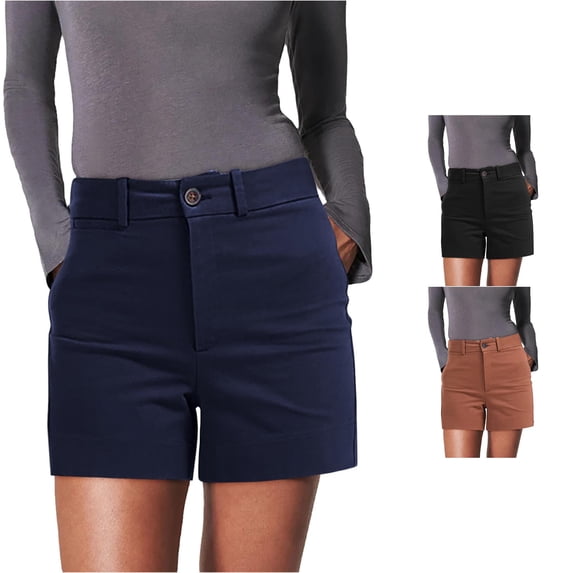 Xiaoxatg Women's Pants, Plus Size Pants Women's Stretch Twill Shorts Regular Fit with Pockets for Hiking Casual Summer Chino Shorts Athletic Outdoor Activity Ready Dark Blue XXXL