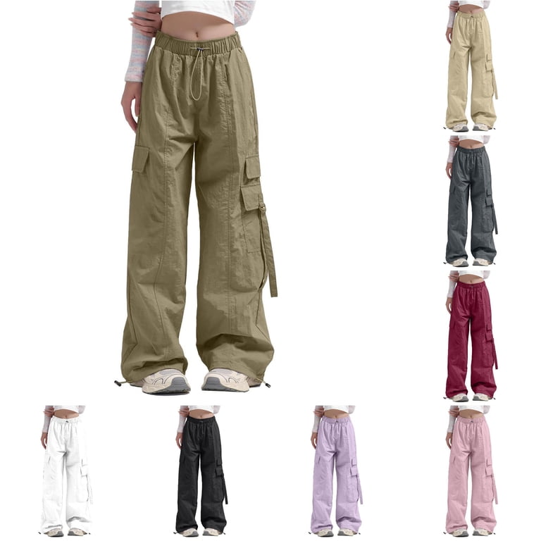 Xiaoxatg Women's Pants, Women's Casual Pants — Wide Leg Cargo