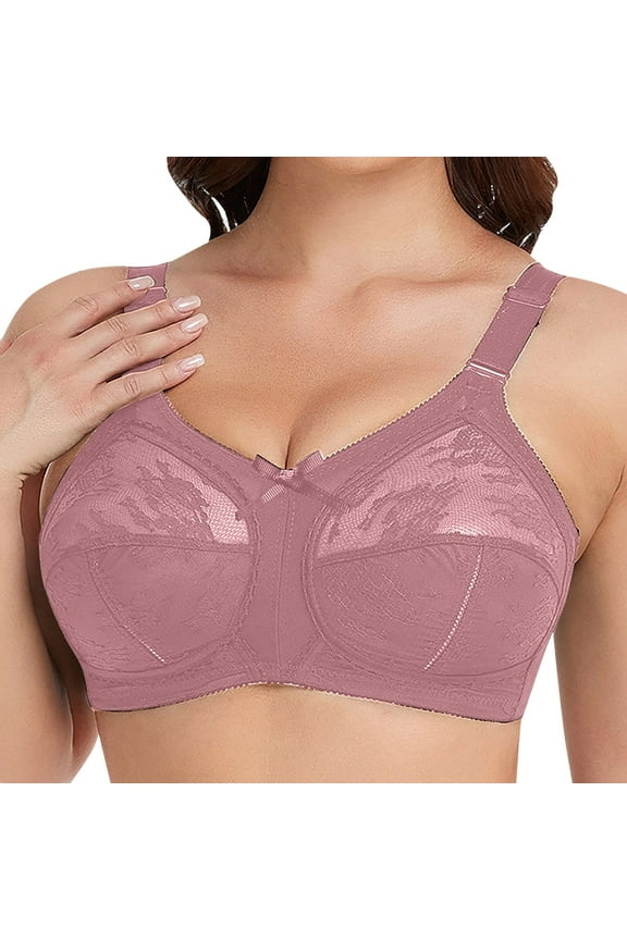 Women's Plus Size Bra Minimiser Lace Full Coverage Firm Hold Non Padded Non Wired Seamless Bra