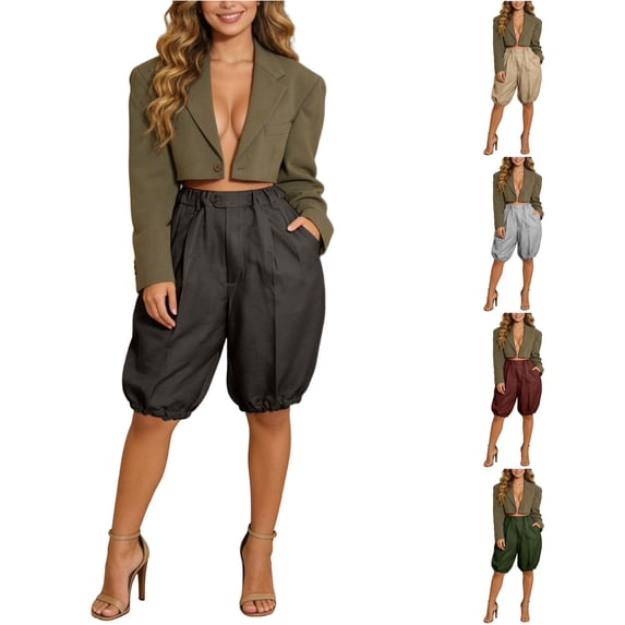 Xiaoxatg Women's Shorts for Women Casual Bohemian Palazzo Style with Elastic Waist Lofty Comfort for Spring Summer Outdoor Wear Black L