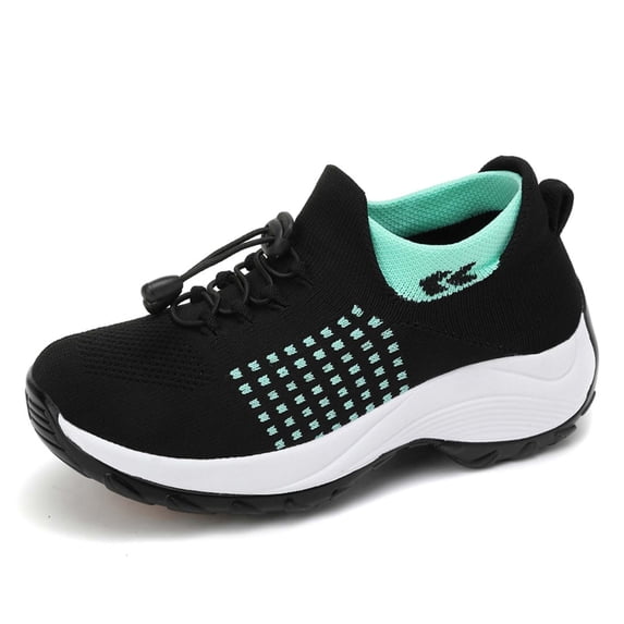 Xiaoxatg Women's Sneakers Breathable Knit -On Casual Shoes for Walking Running Yoga Gym Beach Comfortable Non- Lightweight Fashion Footwear 7.5 Green