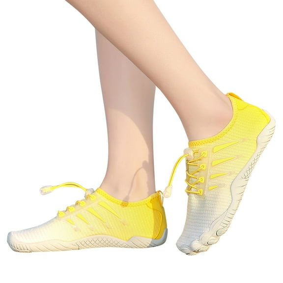 Xiaoxatg Women's Sneakers Lightweight Walking Shoes for Outdoor Activities Comfortable Elastic Bungee Lace Up Flat Sole Design Suitable for All Seasons with Climbing Apparel 8 Yellow