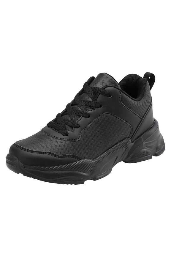 Women's Sneakers Women Sports Shoes Solid Color Fashionable Pattern Flat Bottomed Lightweight Comfortable Lace Up Casual Shoes 9 Black
