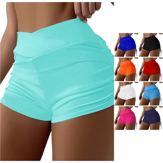 Xiaoxatg Women's Swim Shorts, Swim Pants Women Plus Size Hight Waist Brazilian Bikini Bottom Swimwear Briefs Beachwear Side Tie Thong Bathing Sports Yoga Shorts Skirt Swimbottom Mint Green XXL