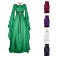 thumbnail image 1 of Xiaoxatg Womens Halloween Costume Maxi Dress Retro Gothic Gown Long Sleeve Lace Up Cosplay Evening Party Prom Dress Green L, 1 of 8