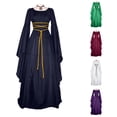 thumbnail image 1 of Xiaoxatg Womens Halloween Costume Maxi Dress Retro Gothic Gown Long Sleeve Lace Up Cosplay Evening Party Prom Dress Navy S, 1 of 8