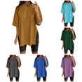 thumbnail image 1 of Xiaoxatg Womens T Shirts, Women Oversize Sports Shirt for Women Loose Short Sleeve Tunic with Slits Casual Summer Top Functional Tunic Blouse Breathable Fitness Tee Brown S, 1 of 4