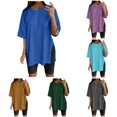 thumbnail image 1 of Xiaoxatg Womens T Shirts, Women Oversize Sports Shirt for Women Loose Short Sleeve Tunic with Slits Casual Summer Top Functional Tunic Blouse Breathable Fitness Tee Blue XXL, 1 of 4