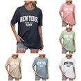 thumbnail image 1 of Xiaoxatg Womens T Shirts,Women's T-Shirt for Women Casual Summer English Letter Print Loose Shoulder Round Neck Short Sleeves TopBlackS, 1 of 4