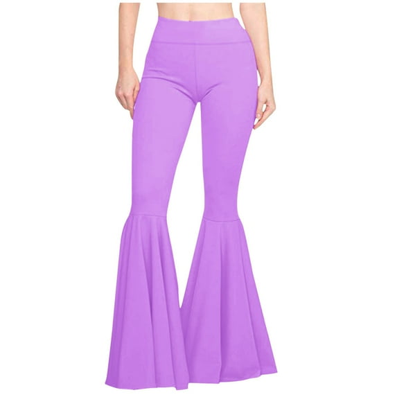 Xiaoxuuuu Womens Solid Color High Waist Slim Fit Casual Flared Pants Trousers Yoga Pants for Men 3/4
