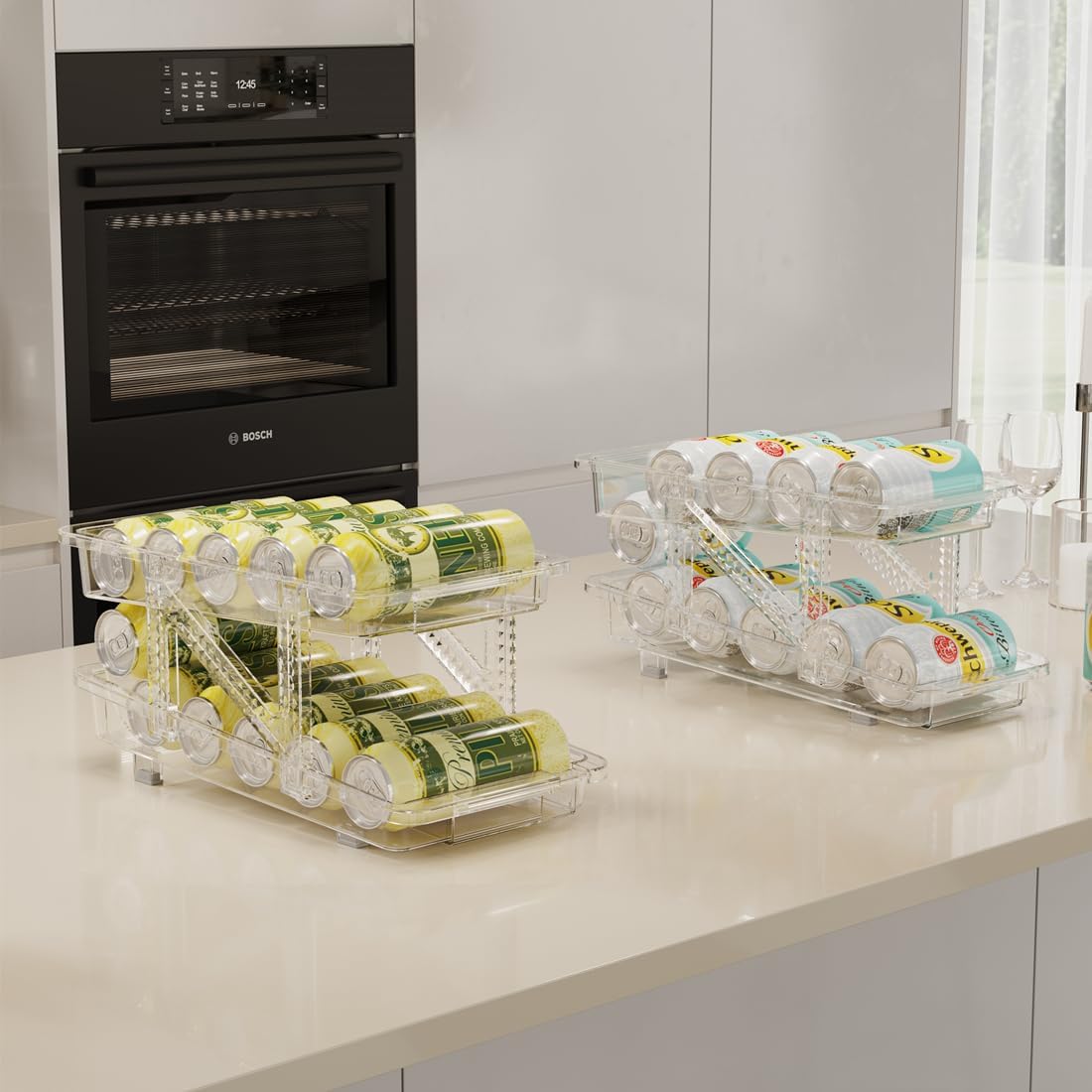 Xicennego Set of 2 Adjustable Soda Can Organizer for Refrigerator