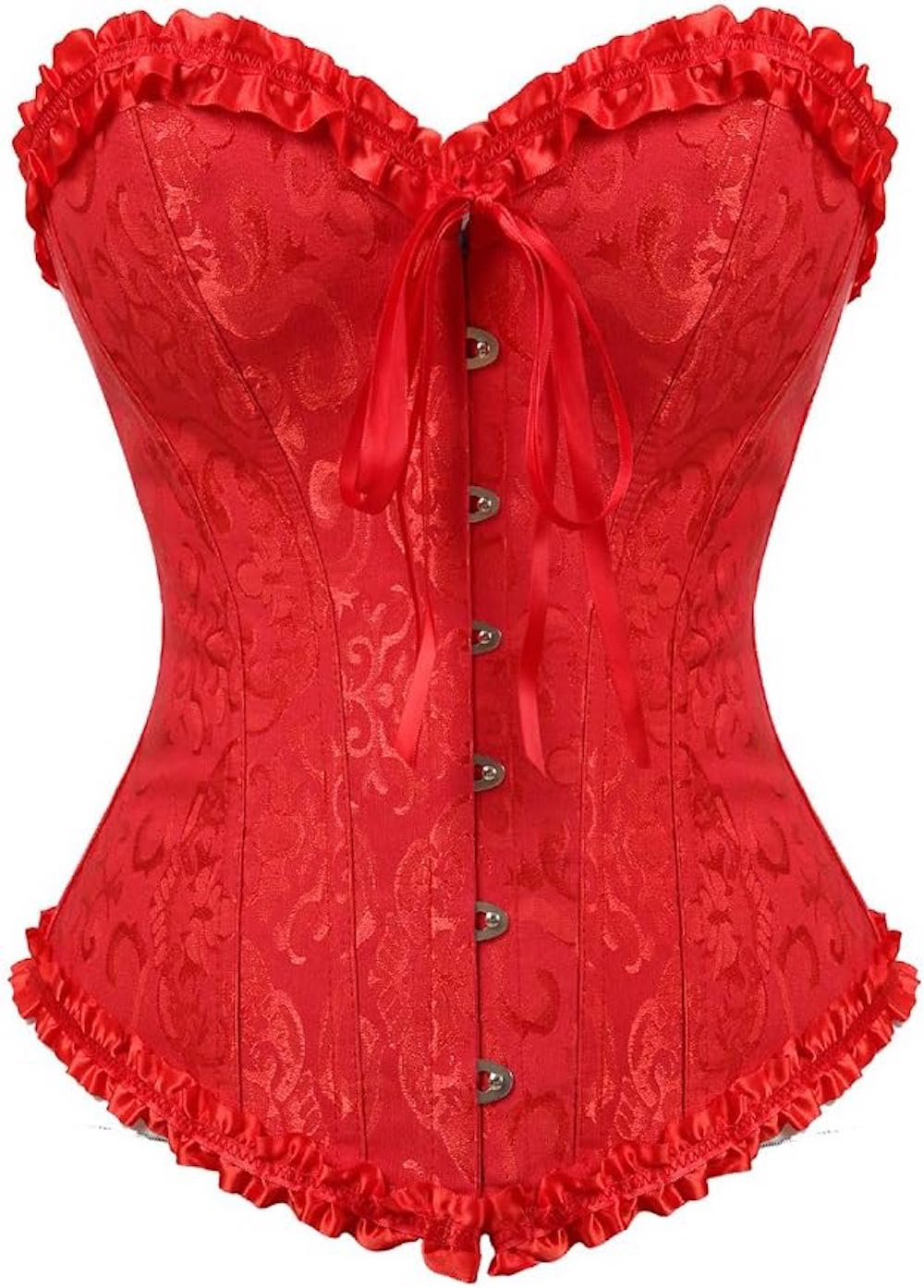 Women Gothic Sexy Satin Floral Overbust Corset Bustier Lingerie Body Shaper Waist Cincher Bridal Steel Boned Corset Top main image 1