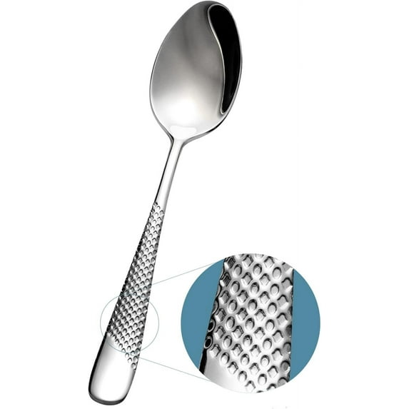 Xideman® Premium 6 Piece Dinner Spoon with Hammered, 18/10 Stainless Steel Fine Soup Spoon, 7.95" Tablespoons for Home, Kitchen or Restaurant, Mirror Polished & Dishwasher Safe