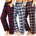 thumbnail image 1 of Xidunhg Men's 3-Pack Comfortable Pajama Pants, Cotton Blend Flannel Plaid Sleep and Lounge Bottoms with Pockets, 1 of 10