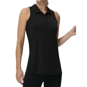 Xidunhg Women's Sleeveless Tank Top Golf Polo Shirts Summer Sports Athletic Fashionable Workwear-Quick Dry Black XL