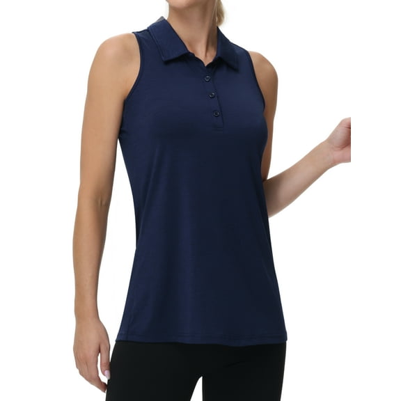 Xidunhg Women's Sleeveless Tank Top Golf Polo Shirts Summer Sports Athletic Fashionable Workwear-Quick Dry Navy S