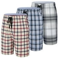 thumbnail image 1 of Xidunhg Men's 3-Pack Woven Pajama Shorts 100% Cotton Plaid Sleep Lounge Shorts with Button Fly 2XL, 1 of 10