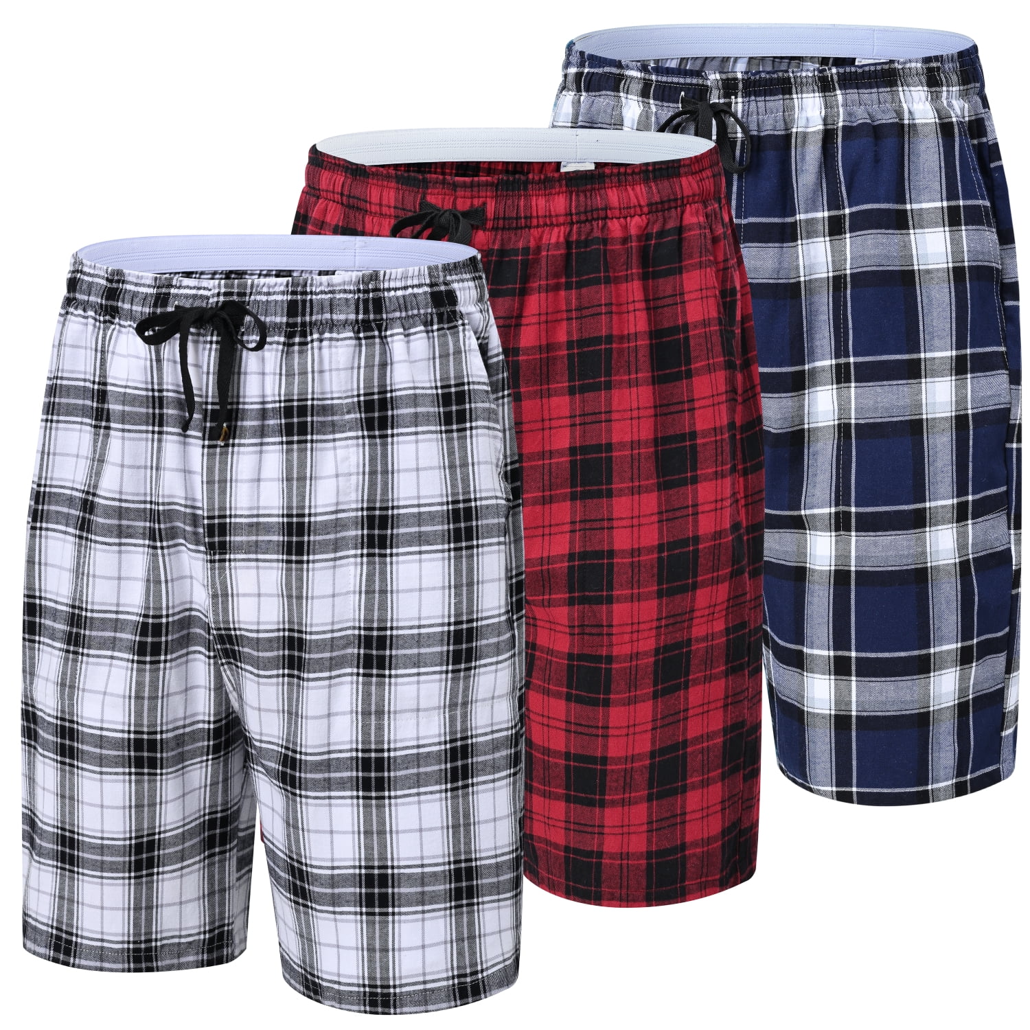 Xidunhg Men s 3 Pack Woven Pajama Shorts 100 Cotton Plaid Sleep Lounge xidunhg-men-s-3-pack-woven-pajama-shorts-100-cotton-plaid-sleep-lounge