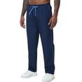 thumbnail image 1 of Xidunhg Men's Navy Sweatpants, Blue Contrast Side Stripe, Quick Dry Straight Leg Gym Casual Pants with Zipper Pockets, 1 of 10