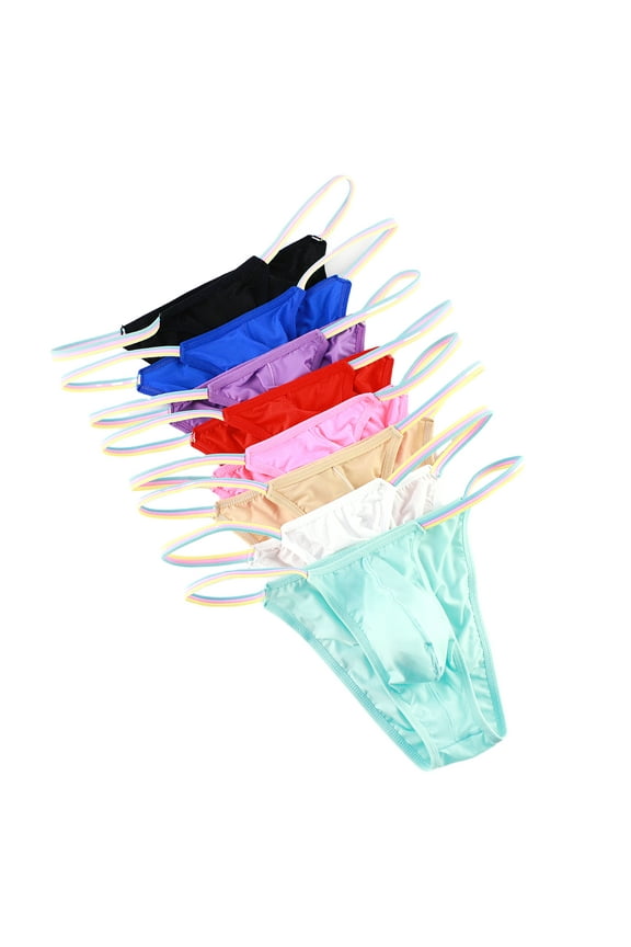 Men's Briefs Low Rise Bikini Ice Silk Underwear Multi03/8pack-S