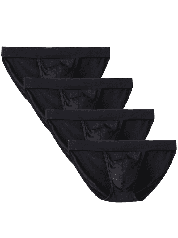 Men's Briefs Low Rise Soft Bikini Underwear Black/4pack M