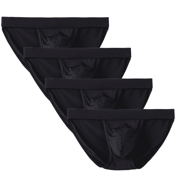 Xidunhg Men's Briefs Low Rise Soft Bikini Underwear Black/4pack XS