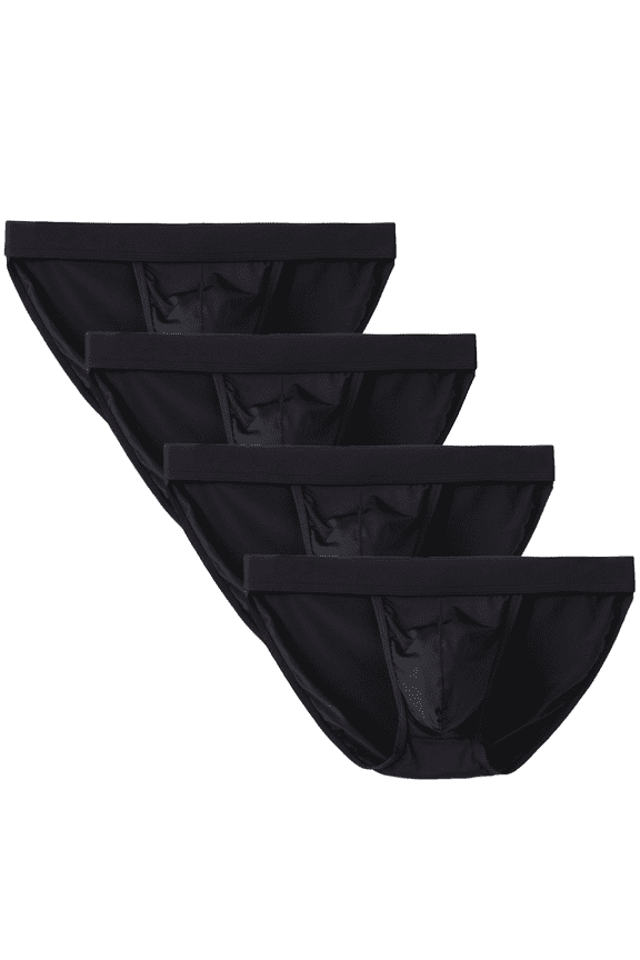 Men's Briefs Low Rise Soft Bikini Underwear Black/4pack XS
