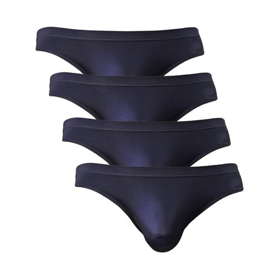 Xidunhg Men's Briefs Bikini Silk Breathable Underwear Black 4pack XL