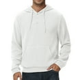 thumbnail image 1 of Xidunhg Mens Hooded Henley Sweatshirt Casual Long Sleeve Drawstring Waffle Knit Pullover Hoodies White 2XL, 1 of 8