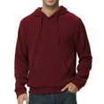 thumbnail image 1 of Xidunhg Mens Hooded Henley Sweatshirt Casual Long Sleeve Drawstring Waffle Knit Pullover Hoodies Wine Red XL, 1 of 7